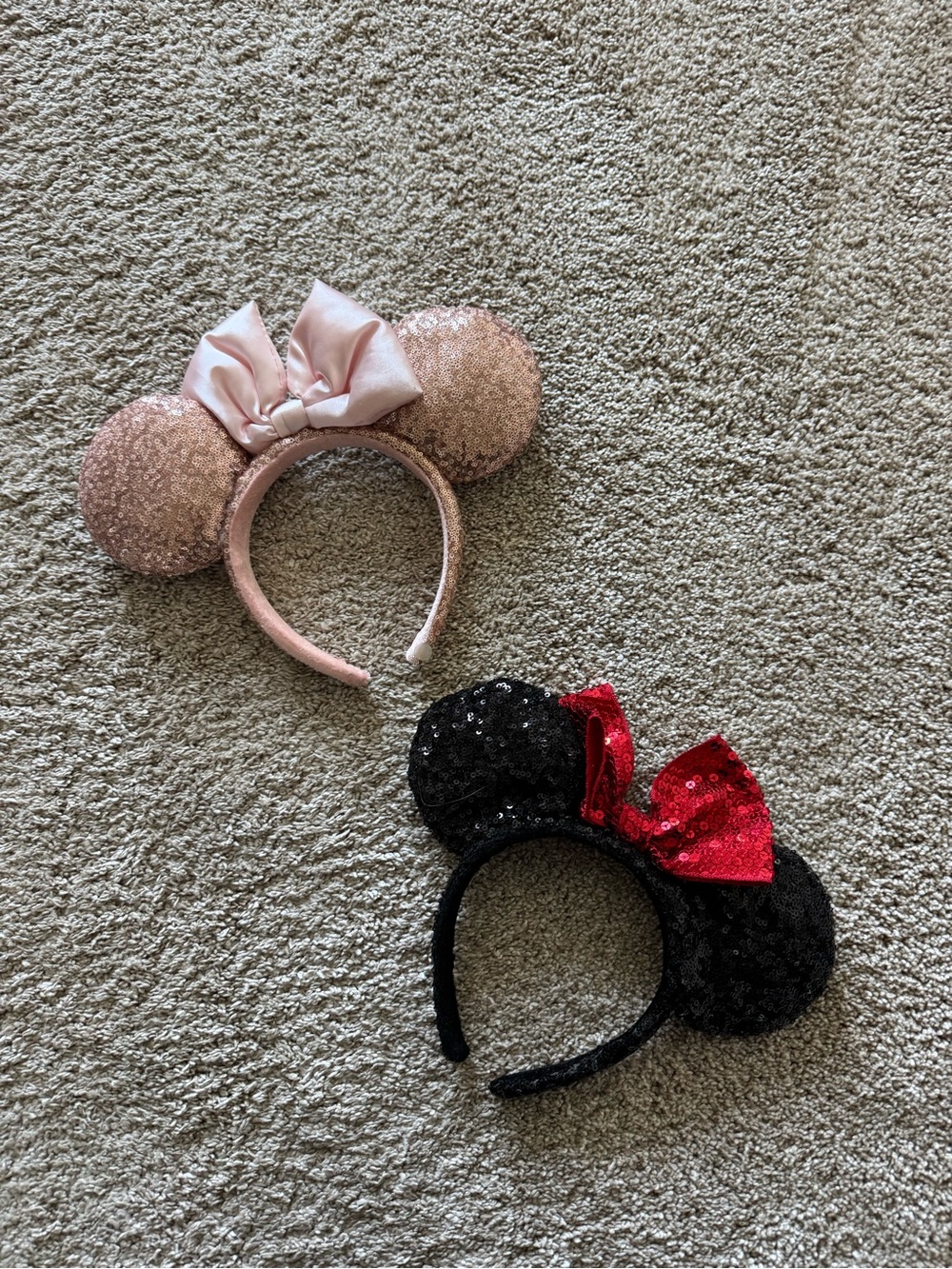 2 Disney Sequin Mouse Ear Headbands in Pink and Black